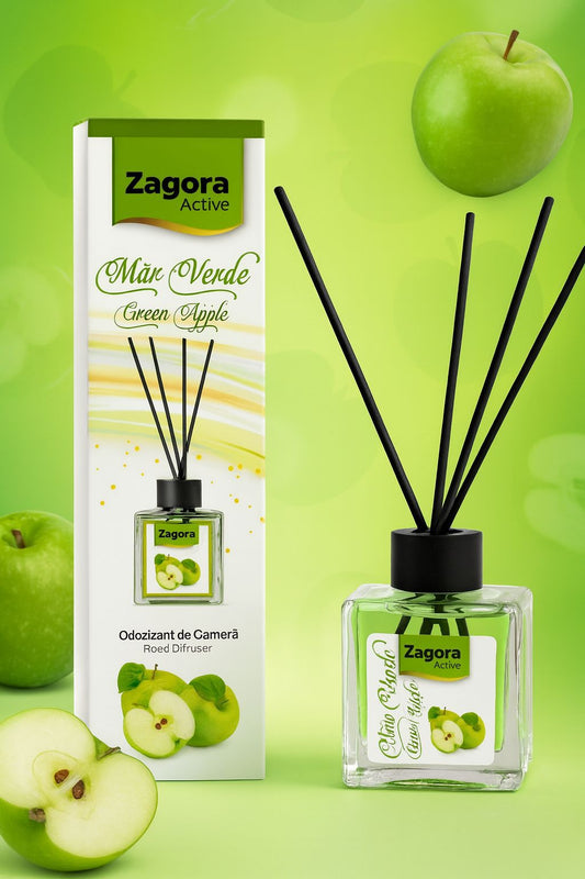 Zagora Active – Odorizant de Cameră Măr Verde (Green Apple) – Reed Diffuser