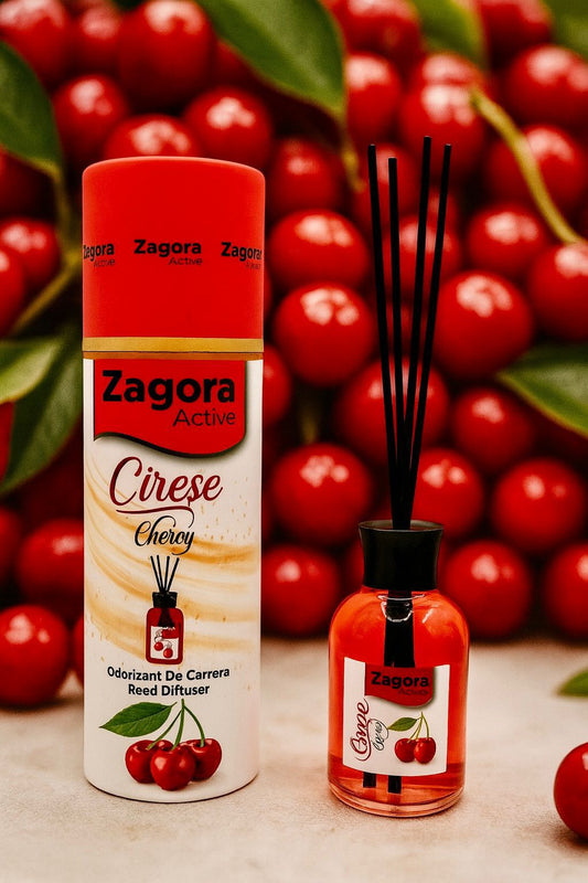 Zagora Active Cireșe Reed Diffuser – Odorizant de Cameră cu Bețișoare – Silindir – 100ml