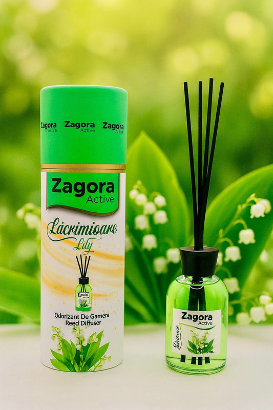 Zagora Active Lacrimioare (Lily) Reed Diffuser – Odorizant de Cameră cu Bețișoare – Silindir – 100ml