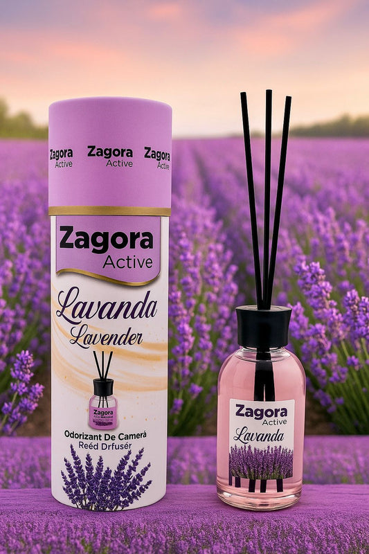 Zagora Active Lavandă Reed Diffuser – Odorizant de Cameră cu Bețișoare – Silindir – 100ml
