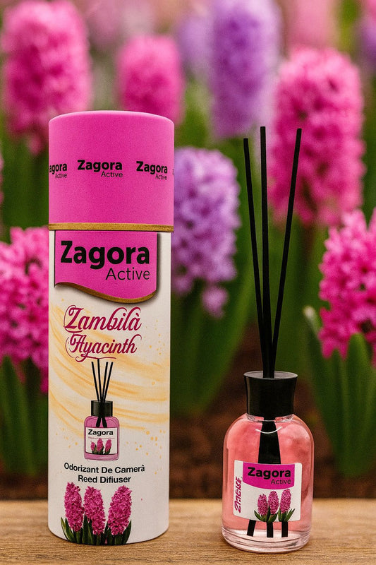 Zagora Active Zambilă (Hyacinth) Reed Diffuser – Odorizant de Cameră cu Bețișoare – Silindir – 100ml